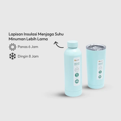 Gambar Appetite Botol Minum Vacuum Flask Sachi Stainless Steel 500 ml Set 2 pcs - Hijau