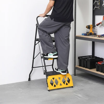 Gambar Fixsteps Tangga Lipat Troli Steel 2in1 3 Step - Hitam