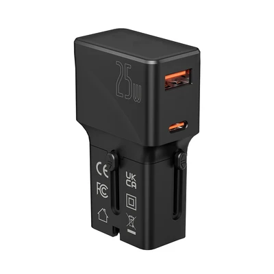 Gambar Krisbow Mini Travel Adaptor USB-A & USB-C 25 Watt QC - Hitam