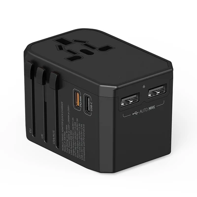 Gambar Krisbow Travel Adaptor 2 USB-A & 2 USB-C 45 Watt - Hitam