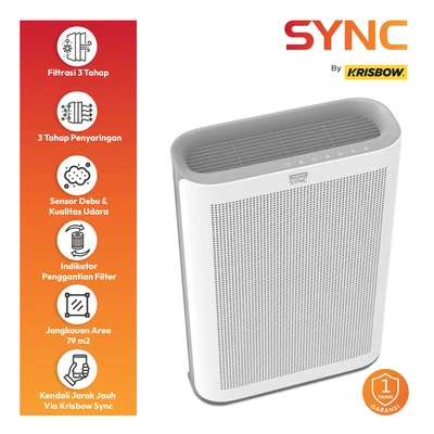 Gambar Krisbow Sync Smart Air Purifier 79 m2 CADR 660 m3/jam - Putih