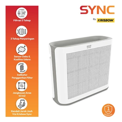 Gambar Krisbow Sync Smart Air Purifier 43 m2 CADR 360 m3/jam - Putih