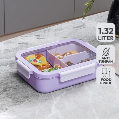 Gambar Appetite Cara Kotak Makan 3 Sekat 1.32 Liter - Ungu