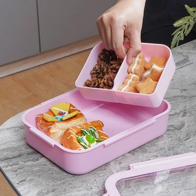 Gambar Appetite Cara Kotak Makan 3 Sekat 1.32 Liter - Pink