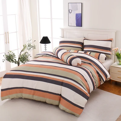 Gambar Sleeplite 160x200 cm Set 6 Pcs Seprai Queen Microfiber Stripe Tom F