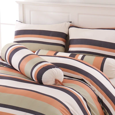 Gambar Sleeplite 160x200 cm Set 6 Pcs Seprai Queen Microfiber Stripe Tom F