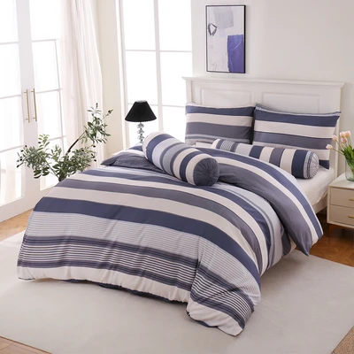 Gambar Sleeplite 120x200 cm Set 4 Pcs Seprai Single Microfiber Stripe Ivan