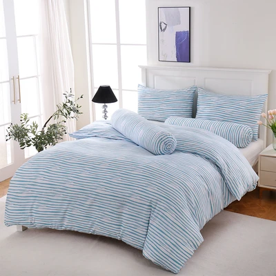 Gambar Sleeplite 160x200 cm Set 6 Pcs Seprai Queen Microfiber Stripe Lark