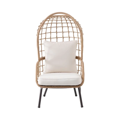 Gambar Kursi Teras Dengan Cushion Wicker Egg - Cokelat