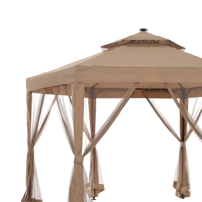 Gambar Tenda Gazebo Dengan Lampu Steel - Cokelat