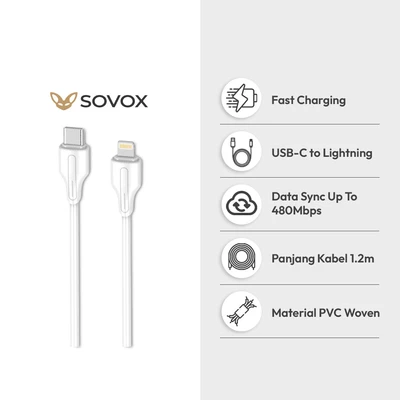 Gambar Sovox Kabel Charger USB-C To Lightning 1.2 Meter 30 Watt