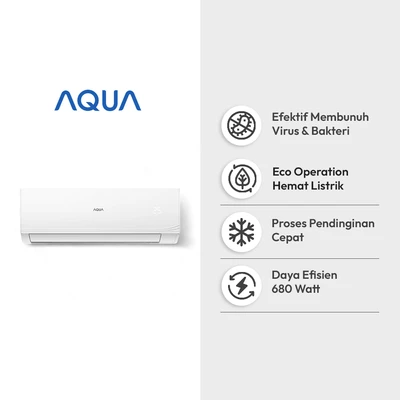 Gambar [Gratis Instalasi] Aqua Air Conditioner 1 PK AQA-KCR9FQBL - Putih