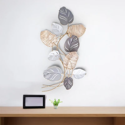 Gambar Informa Hiasan Dinding Multi Leaves Metal & Rotan 50.2x90.8 cm - Mix