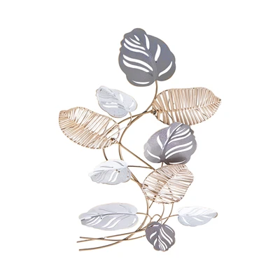Gambar Informa Hiasan Dinding Multi Leaves Metal & Rotan 50.2x90.8 cm - Mix