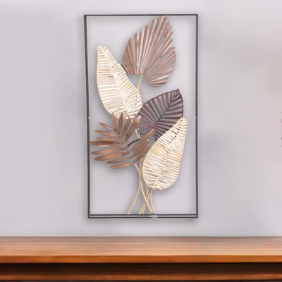 Gambar Informa Hiasan Dinding Multi Leaves Metal & Rotan 50.8x90.8 cm - Mix
