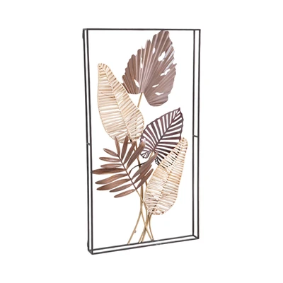 Gambar Informa Hiasan Dinding Multi Leaves Metal & Rotan 50.8x90.8 cm - Mix