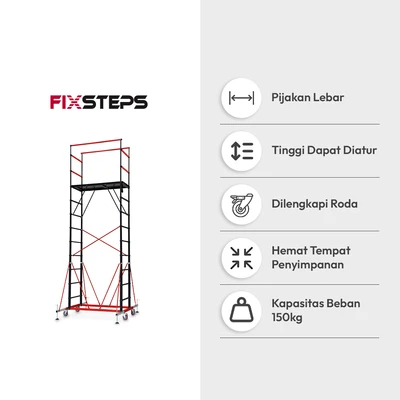 Gambar Fixsteps 5.3 Mtr Scaffolding Teleskopik - Merah/Hitam