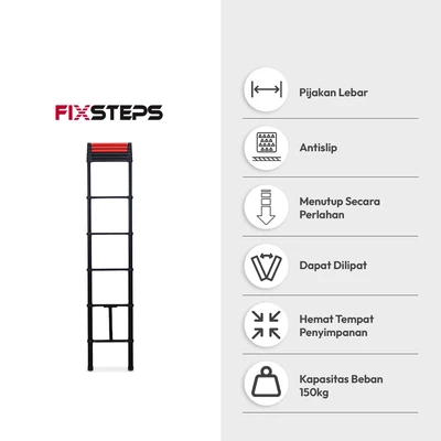Gambar Fixsteps 3.8 Mtr Tangga Teleskopik Soft Close 11 Step - Hitam