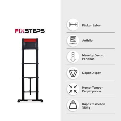 Gambar Fixsteps 5.1 Mtr Tangga Teleskopik Soft Close 13 Step - Hitam