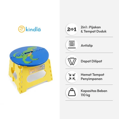 Gambar Kindla Bangku Pijak Lipat Round Top Dino - Kuning