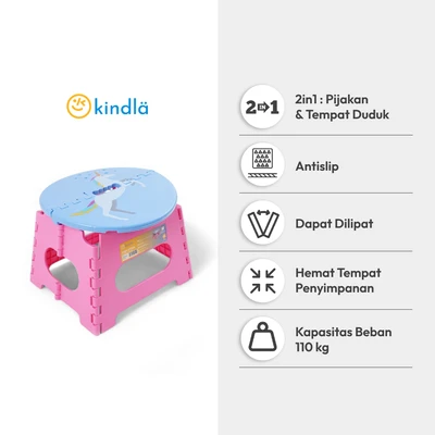Gambar Kindla Bangku Pijak Lipat Round Top Unicorn - Pink
