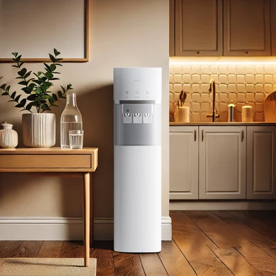 Gambar Klaz Dispenser Air Bottom Loading Thermoelectric Cooling UVC Dengan Pintu - Putih