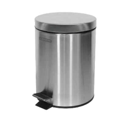 Gambar Krisbow Tempat Sampah Pedal Stainless Steel Round 5 Liter V2 - Silver Matt