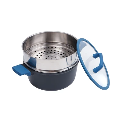 Culinart 24 Cm Superb Panci Casserole Dengan Steamer Hitam/biru