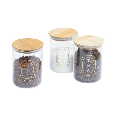 Gambar Informa Karen Stoples Kaca 600 ml Set 3 pcs Transparan - Cokelat
