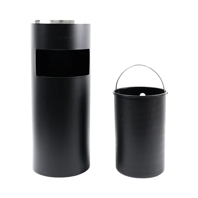 Gambar Krisbow Tempat Sampah Asbak Stainless Steel Round 25x25x60 cm - Hitam
