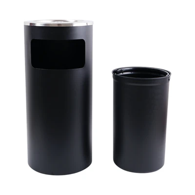 Gambar Krisbow Tempat Sampah Asbak Stainless Steel Round 30x30x63 cm - Hitam
