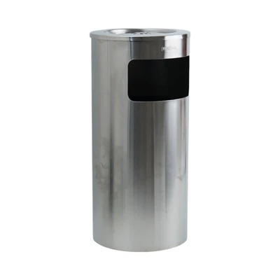 Gambar Krisbow Tempat Sampah Asbak Stainless Steel Round 30x30x63 cm - Silver
