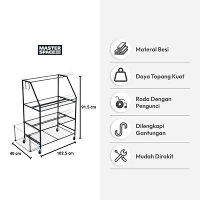 Gambar Masterspace Rak Penyimpanan Alat Olahraga Multifungsi - Hitam