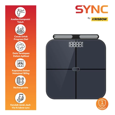 Gambar Krisbow Sync Smart Timbangan Badan Digital Grip Sensor - Hitam