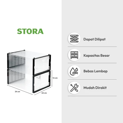 Gambar Stora Kotak Sepatu Clear Set 2 pcs - Hitam
