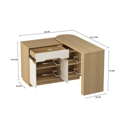 Gambar Informa Ginzo Meja Kantor Swivel - Putih/Cokelat Oak