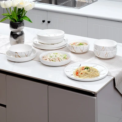Gambar Appetite Allen Perlengkapan Makan Marble Set 12 pcs - Putih