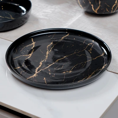 Gambar Appetite Allen Perlengkapan Makan Marble Set 12 pcs - Hitam