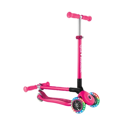 Gambar Globber Skuter Primo Foldable Dengan Lampu - Pink Fuchsia