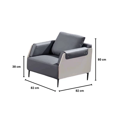 Gambar Informa Foxx Sofa Kulit 1 Seater - Abu-Abu