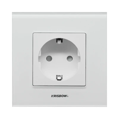 Gambar Krisbow Stop Kontak Dinding Glass Frame - Putih