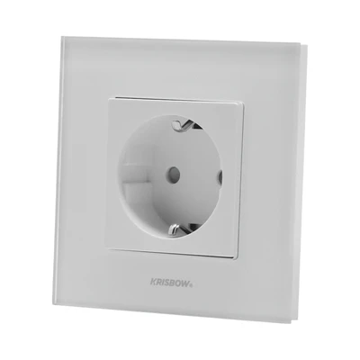 Gambar Krisbow Stop Kontak Dinding Glass Frame - Putih