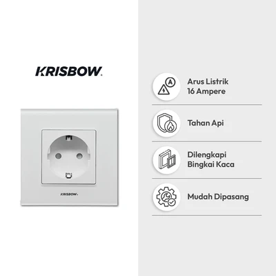 Gambar Krisbow Stop Kontak Dinding Glass Frame - Putih