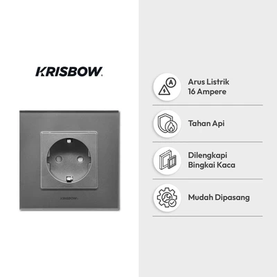 Gambar Krisbow Stop Kontak Dinding Glass Frame - Silver/Abu-Abu