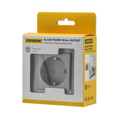 Gambar Krisbow Stop Kontak Dinding Glass Frame - Silver/Abu-Abu