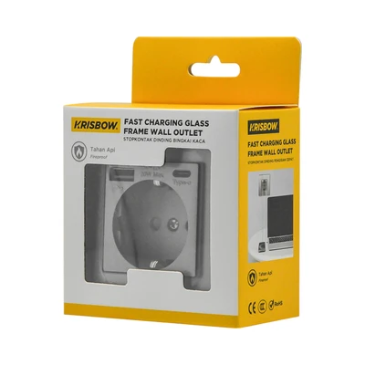 Gambar Krisbow Stop Kontak Dinding Glass Frame USB QC - Silver/Abu-Abu