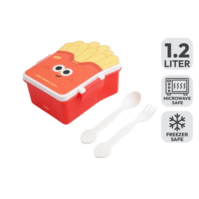 Gambar Ataru Kotak Makan 2 Sekat Chips 1.2 Liter - Merah