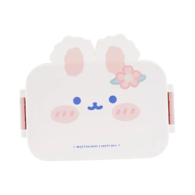 Gambar Ataru Kotak Makan 2 Sekat Rabbit 1 Liter - Pink/Putih