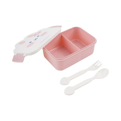 Gambar Ataru Kotak Makan 2 Sekat Rabbit 1 Liter - Pink/Putih