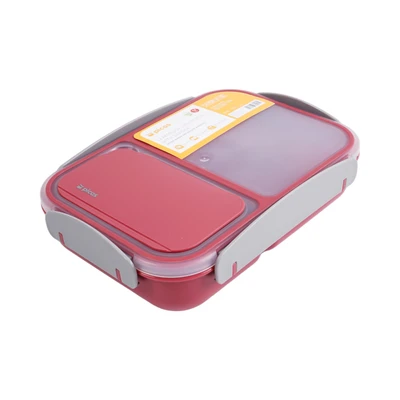Gambar Picas Kotak Makan 2 Sekat Dengan Sendok & Garpu 1.1 Liter - Merah